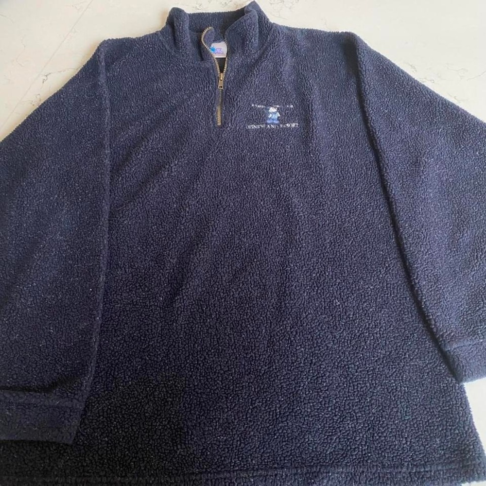 Vintage Disneyland Resort Sherpa Fleece Quarter Zip Made in USA L/XL‎